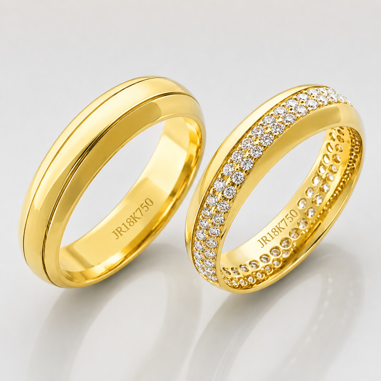 Alianças anatômicas pavé duplo — par 6mm