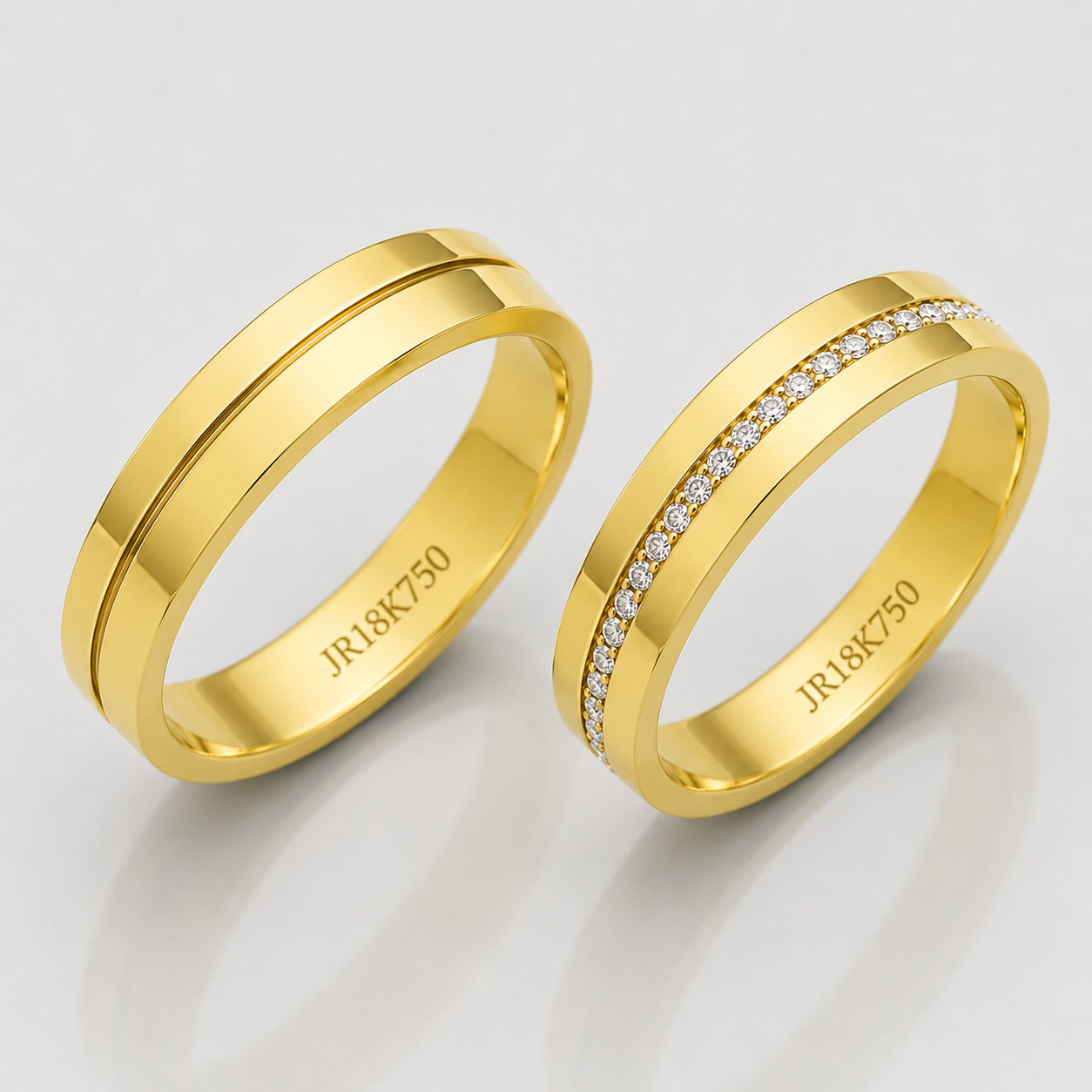 Alianças tradicionais com zircônia — par 4mm