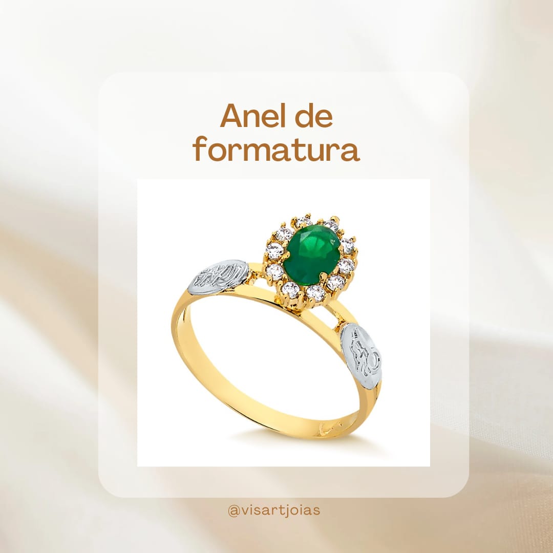 Anel de formatura esmeralda — 2 aros (Anf0012)
