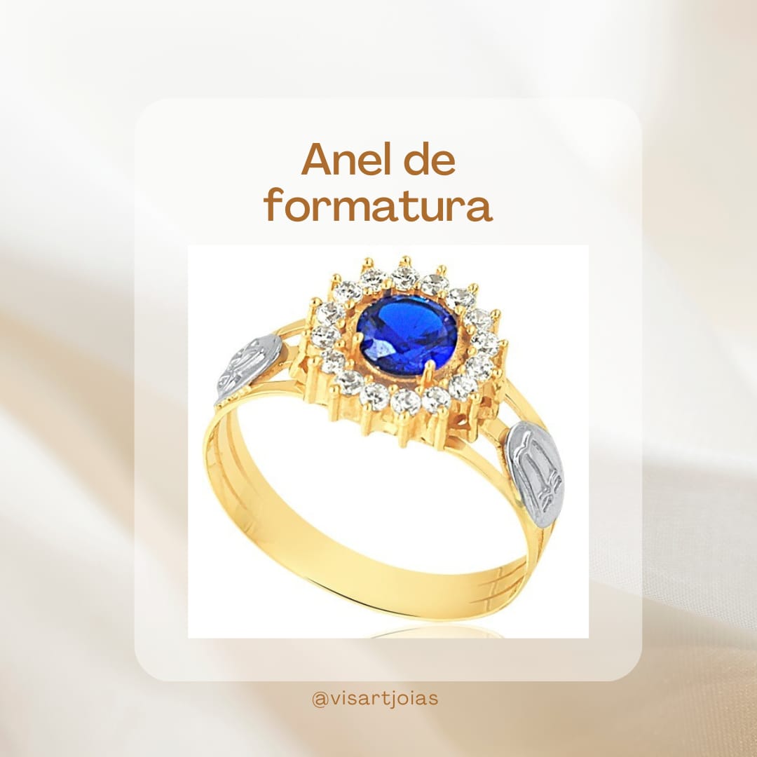 Anel de formatura safira — 3 aros (Anf0153)