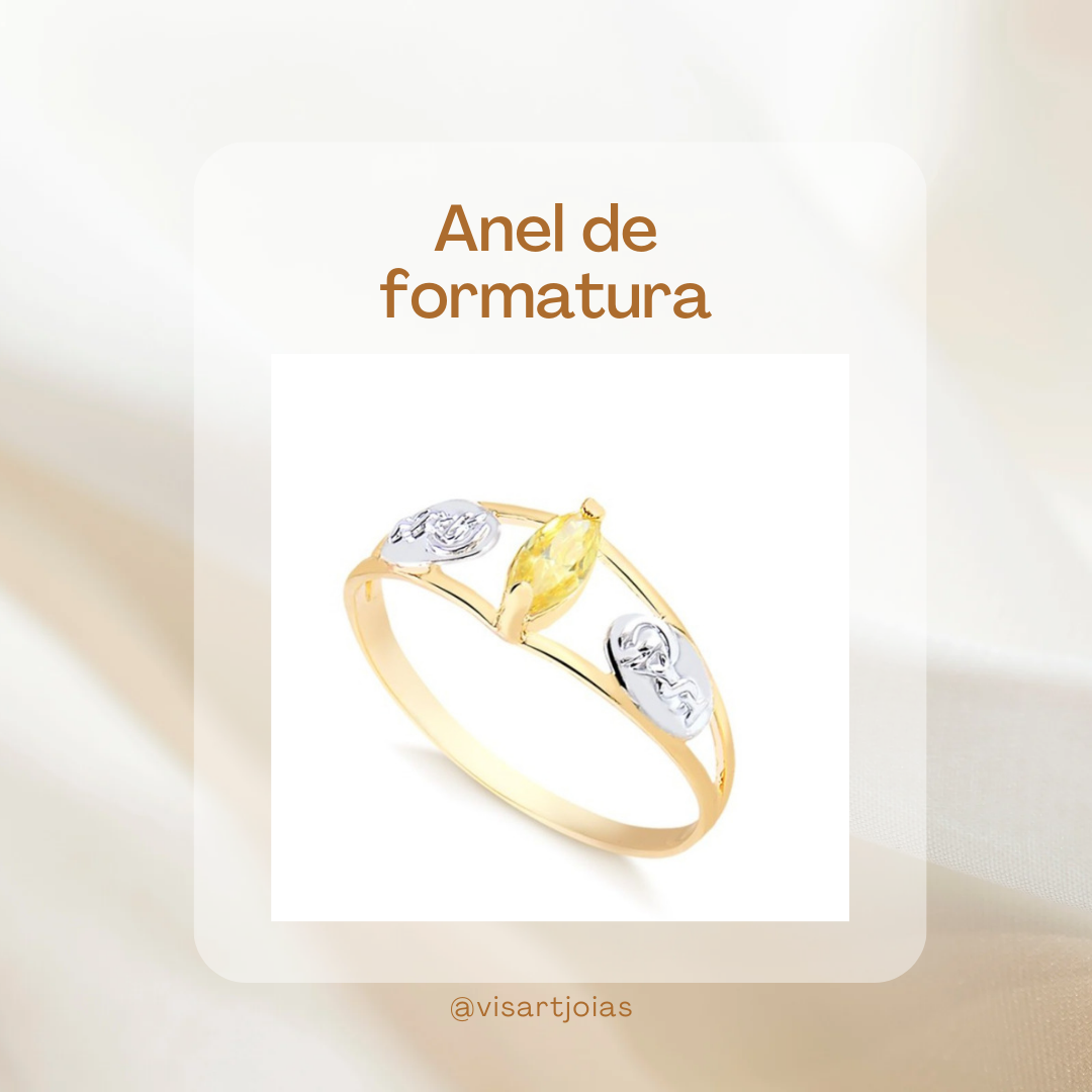 Anel de formatura — citrino marquise