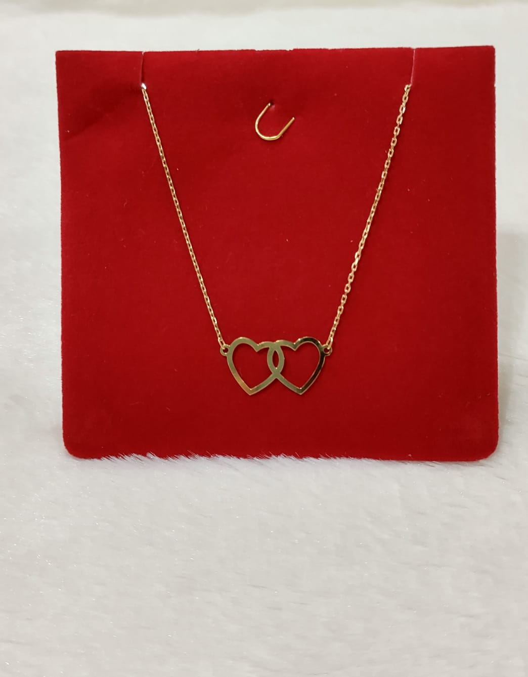 Gargantilha corações entrelaçados — ouro 18k