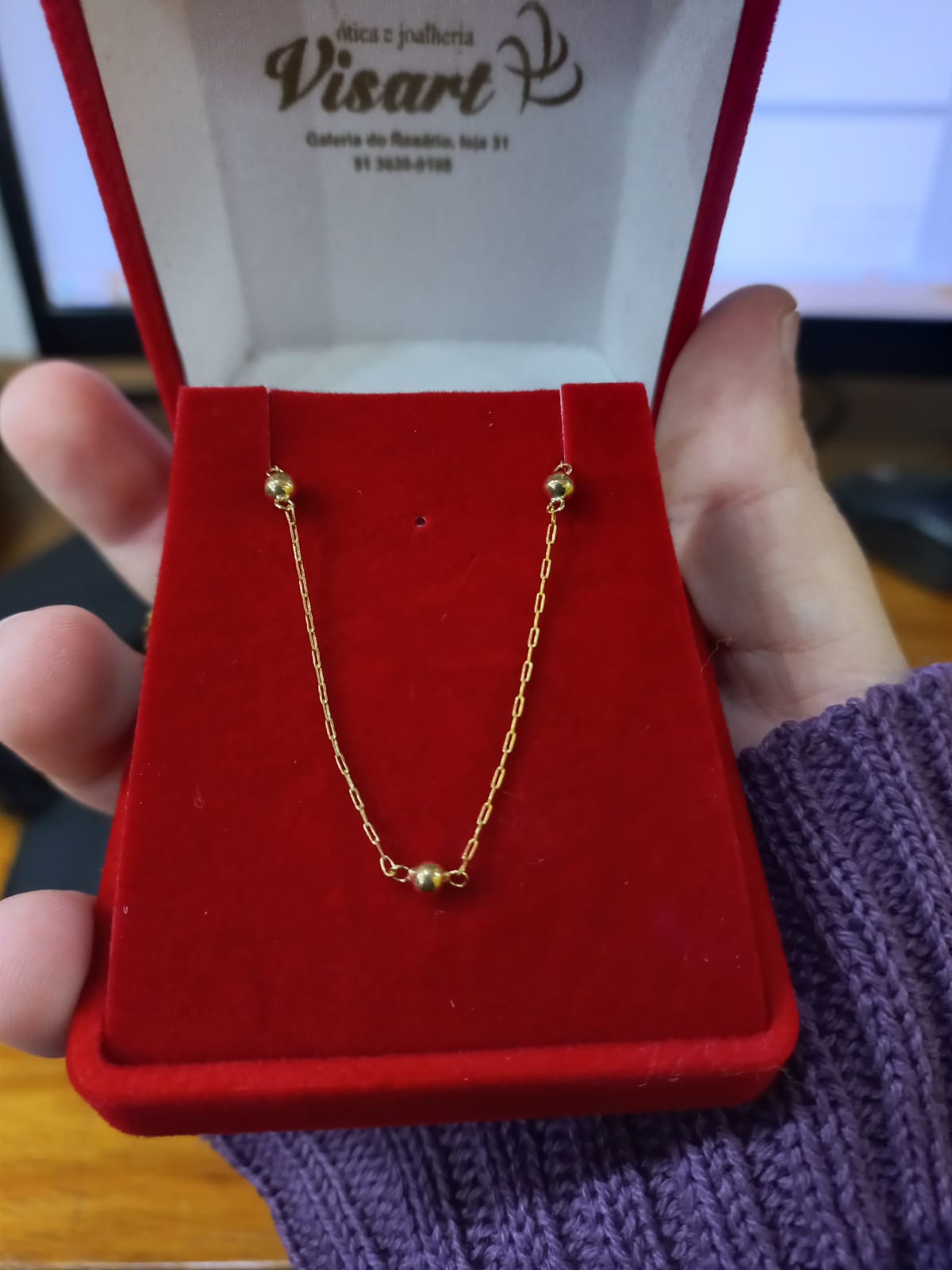Gargantilha 10 esferas — ouro 18k