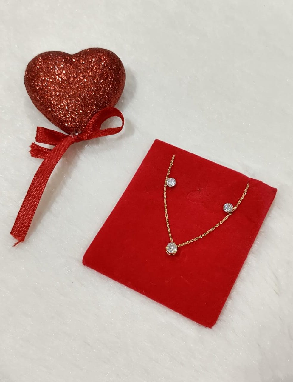 Conjunto colar pingente zircônia — ouro 18k