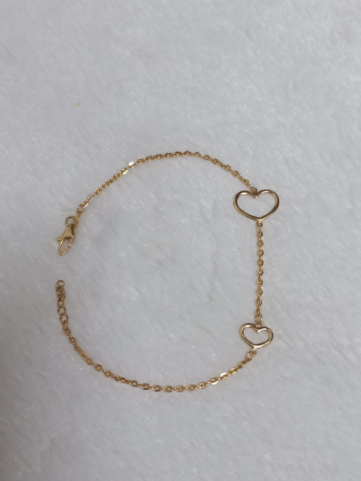 Pulseira 2 corações vazados — ouro 18k